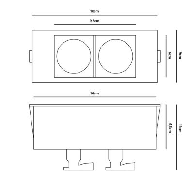 Downlight Empotrable FLORIDA 2xGU10 L.18xAn.9Cromo