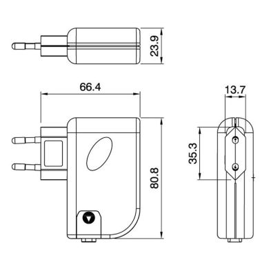 Transformador de corriente constante AC/DC 12Vdc 17 W, en plastico negro