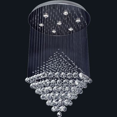 Ceiling Lamp BIANCA 7xGU10 H.100xD.60cm Nickel-Plated Plate and Crystals Chrome
