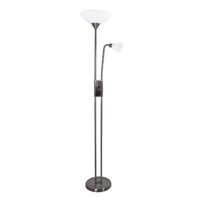 Floor Lamp MILANO with reading arm 1xE27 + 1xE14 H.178xD.30cm nickel