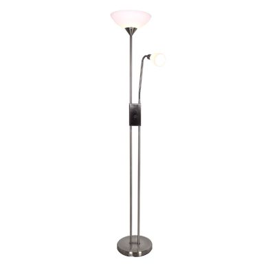 Floor Lamp MILANO with reading arm 1xE27 + 1xE14 H.178xD.30cm nickel