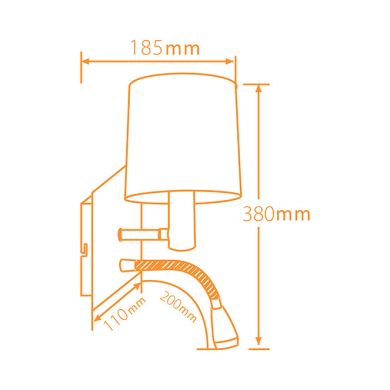 Aplique CARMINA 1xE14+1x3W LED C.12xL.23xAlt.38cm Bege/Níquel