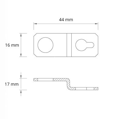 Gancho para aplique L. 1,7xH 4,5 agujero 10,5 mm, en metal (GS12)