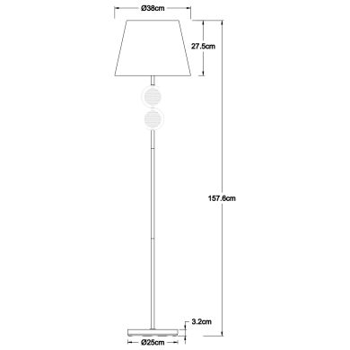 Floor Lamp HONDURAS 1xE14 H.157,6xD.38cm Beije/Antique Brass