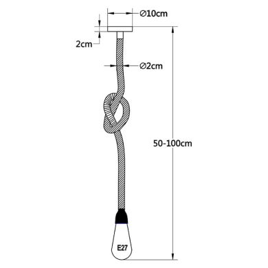 Colgante SOGA 1xE27 Al.Reg.xD.10cm Cuerda Marron (Al.max.=1m)