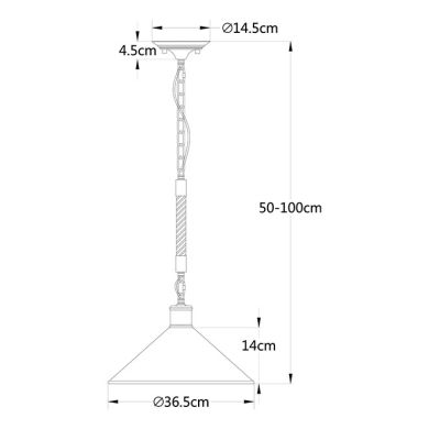 Colgante SOGA 1xE27 Al.Reg.xD.36cm Cuerda Negro