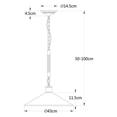 Suspensão SOGA 1xE27 Alt.Reg.xD.43cm Corda Preto