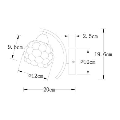 Wall Lamp TULIPA GLASS 1xE14 L.12xW.20xH.19,6cm Chrome