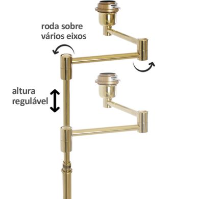 Candeeiro de pé SPACE braço articulado 1xE27 Alt.Reg.xD.26cm Latonado