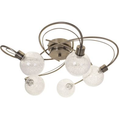 Plafond VITA 5xG9 H.23xD.53cm antique brass with transparent glass balls