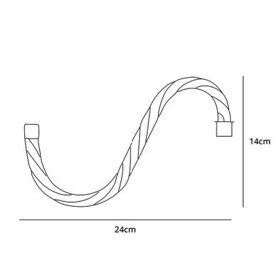 Braço torcido tubular de vidro 10in transparente com pontas douradas