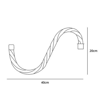 Braço torcido tubular de vidro 16in transparente com pontas douradas