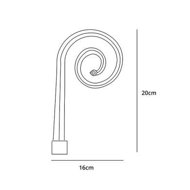 Glass ornamental grooved arm 20cm transparent with golden tip