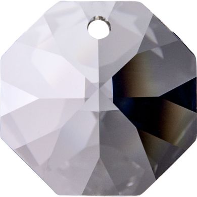Piedra octógono de cristal D.1,4cm 2 taladros transparente