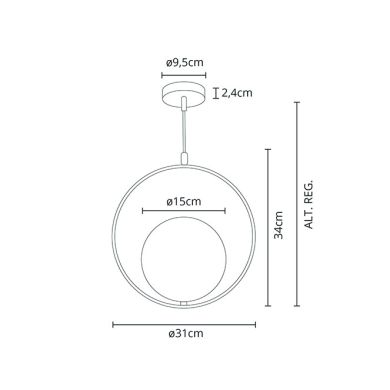 Pendant Light AIMEE 1xE27 H.Reg.xD.31cm Chrome