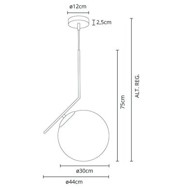 Suspensão AIMEE 1xE27 Alt.Reg.xD.44cm Cromado