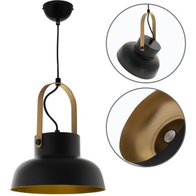 Pendant Light GUIMAR 1xE27 H.Reg.xD.23cm Black/Gold