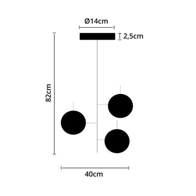 Colgante ADALGISA 3xE27 Al.82xD.40cm Cromo