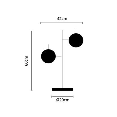 Candeeiro de mesa ADALGISA 2xE27 Alt.60xD.42cm Cromado