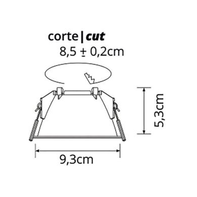 Aro de encastrar ONIRO redondo Alt.5,3xD.9,3cm Policarbonato (PC) Branco