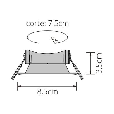 Aro Empotrable ONIRO redondo Al.3,5xD.8,5cm Policarbonato (PC) Blanco