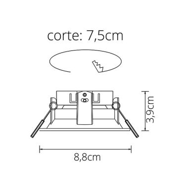 Aro de encastrar ONIRO redondo Alt.3,9xD.8,8cm Policarbonato (PC) Dourado