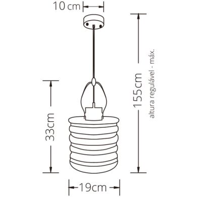 Suspensão ZULAIA 1xE27 Alt.Reg.xD.20cm Bronze