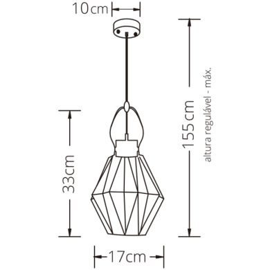 Suspensão ZIVA 1xE27 Alt.Reg.xD.18cm Bronze