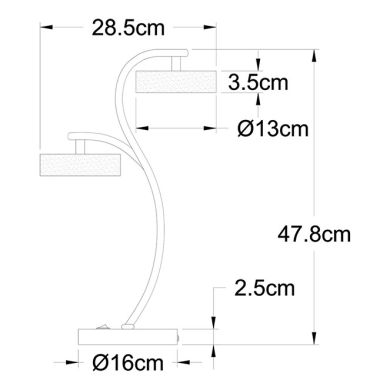 Sobremesa TOKIO 2x12W LED 1920lm 4000K L.28,5xAn.16xAl.47,8cm Cromo