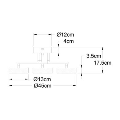 Plafond TOKIO 3x12W LED 4000K Alt.17,5xD.45cm Cromado