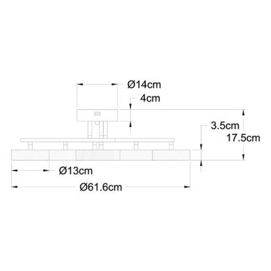 Plafond TOKIO 6x12W LED 4000K H.17,5xD.61,6cm Chrome