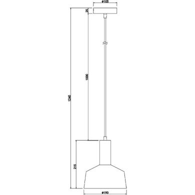 Suspensão LEANA 1xE27 Alt.Reg.xD.19cm Cobre