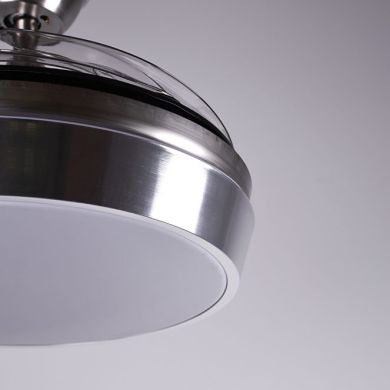 Ceiling fan DC SIMUN chrome, 4 retractable blades, 72W LED 3000|4000|6500K, H.35xD.107/50cm