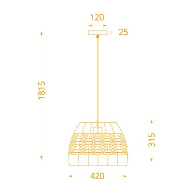 Suspensão SOTERO 1xE27 Alt.Reg.xD.42cm Vime