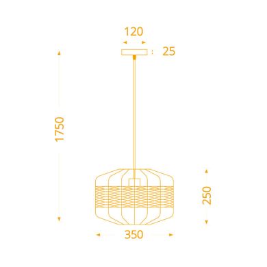 Suspensão SOLANGE 1xE27 Alt.Reg.xD.35cm Vime