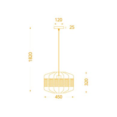 Pendant Light SOLANGE 1xE27 H.Reg.xD.45cm Rattan