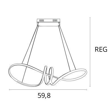 Suspensão DRAGON 1x40W LED 4000lm 4000K C.75xL.18xAlt.Reg.cm Cromado/Branco