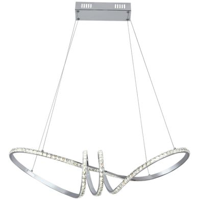 Pendant Light DRAGON 1x40W LED 4000lm 4000K L.75xW.18xH.Reg.cm Chrome with crystals