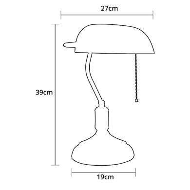 Candeeiro de mesa BANCARIO 1xE27 C.27xL.19xAlt.39cm Níquel/Branco