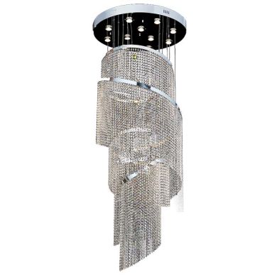 Ceiling Lamp ETELVINA 11xGU10 H.220xD.80cm Nickel-Plated Plate and Crystals Chrome/Transparent