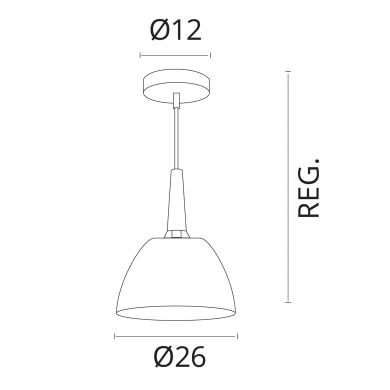 Suspensão GUGA 1xE27 Alt.Reg.xD.26cm Preto/Dourado