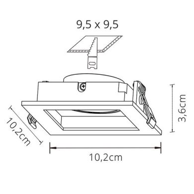 Aro Empotrable HECATE cuadrado 1xGU10/GU5.3 (MR16) L.10,2xAn.10,2xAl.3,6cm, PC Blanco