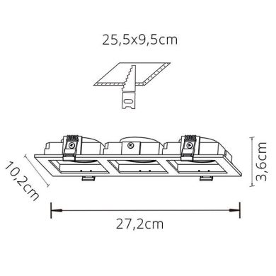 Frame for Downlight HECATE 3xGU10/GU5.3 (MR16) L.27,2xW.10,2xH.3,6cm Polycarbonate (PC) White