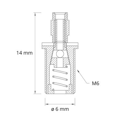 Pasacable con rosca M6x1 y sin apriete