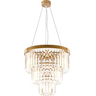 Ceiling Lamp OLFUS 5xE14 H.42xD.45cm with transparent cristals and gold plate