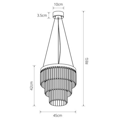 Ceiling Lamp OLFUS 5xE14 H.42xD.45cm with transparent cristals and gold plate