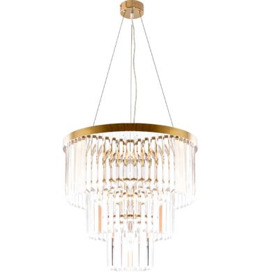 Ceiling Lamp OLFUS 6xE14 H.42xD.53,5cm with transparent cristals and gold plate