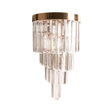 Wall lamp OLFUS 1xE14 H.42xD.25cm with transparent cristals and gold plate