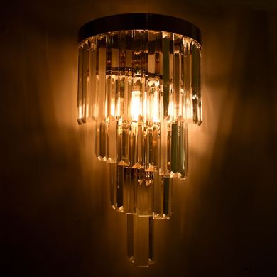 Wall lamp OLFUS 1xE14 H.42xD.25cm with transparent cristals and gold plate