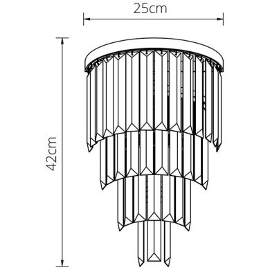 Wall lamp OLFUS 1xE14 H.42xD.25cm with transparent cristals and gold plate